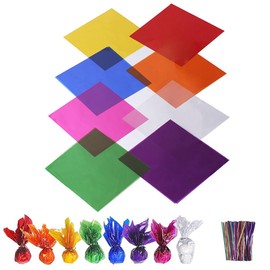 MOCOXYKLXY Cellophane Transparent Transparent Cellophane Paper, 8 Colors, 200 Sheets, 7.5 x 7.5 inches (19 x 19 cm), Decorative, Packaging, Crafts, Paper, Crafts, Albums, Graduation Gifts, Holiday Gifts, etc