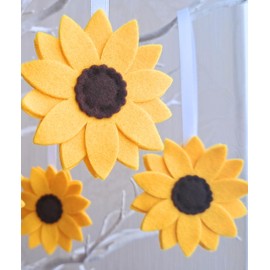 Sunflower Tree Decorations, Felt Hanging Ornaments. Easter Spring Summer Flower Decorative Accessories, For Home, Living Room, Bedroom, Nursery, 3 Pack