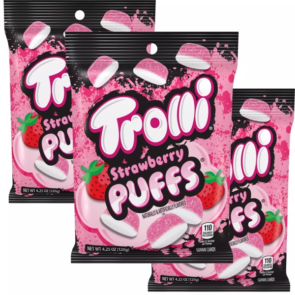 The Hampton Candy Strawberry Puffs, 4.25oz Bags (Pack of 3),