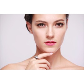 Uloveido Big Square Silver Tone Rings with Round Radiant CZ Stones Charm Promise Rings for Men Boy-Friend Ideas for Father Dad JX001-Silver Size V