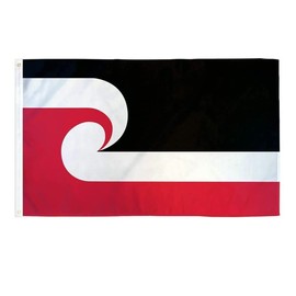 AIMALL 3x5 ft Maori Flag with Brass Grommets LARGE Tino Rangatiratanga Flag NZ TRACKING 90x150 cm, Double-Stitched, Indoor & Outdoor Use