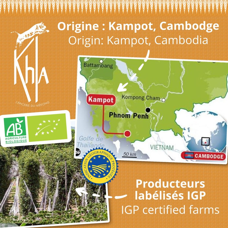 Khla - White Kampot Pepper 120g - Organic White Kampot