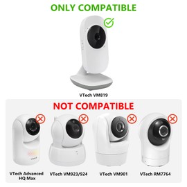 Flexible Baby Monitor Mount Compatible with VTech VM819, No Drilling Baby Camera Mount for Crib Without Wall Damage (White)