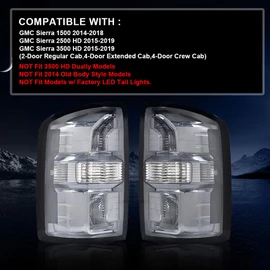 ALLGOOD Tail Lights Assembly w/o Bulbs Compatible with GMC Sierra 1500 2014-2018/Fit GMC Sierra 2500 HD 2015-2019/Fit GMC Siera 3500 HD 2015-2019 Rear Tail Lamp Smoke Lens