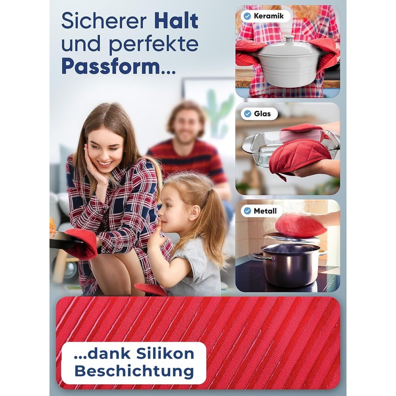 WOHNHELD® Pot Holder Set [Extremely Heat Resistant 250°C] Set of