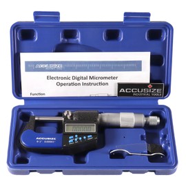 Accusize Industrial Tools 0-1''/0-25 mm by 0.00005''/0.001 mm 7-Key Electronic Digital Micrometer, Water Proof, Ac21-1022