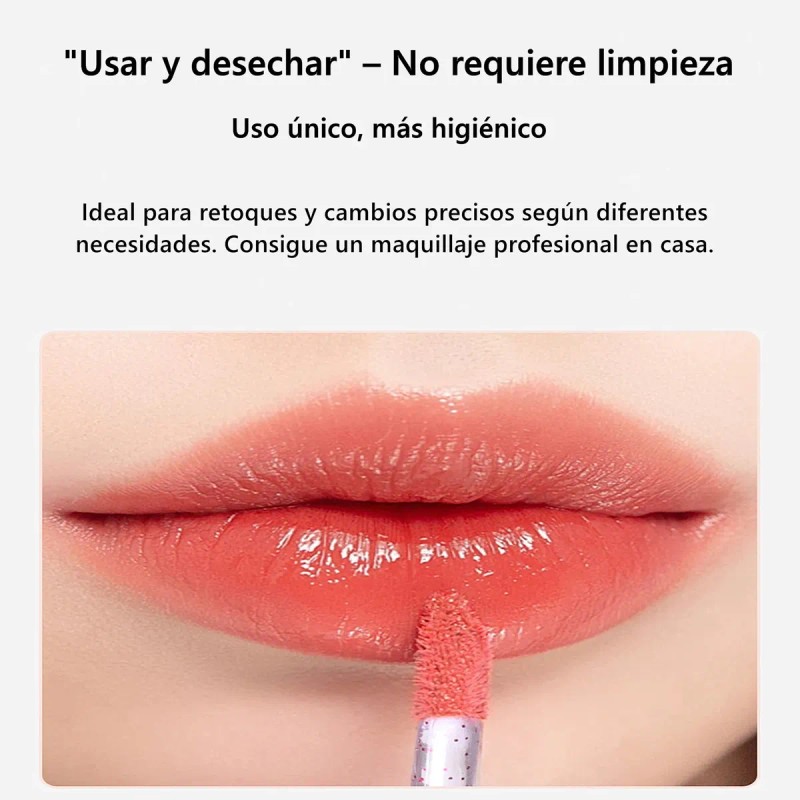 Caja De 50 Pinceles Desechables Para Aplicación De Labiales Color