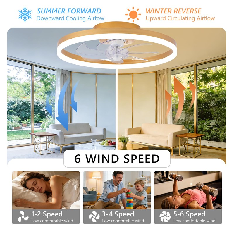 ORITHAM 20" Low Profile Ceiling Fans with Lights and Remote