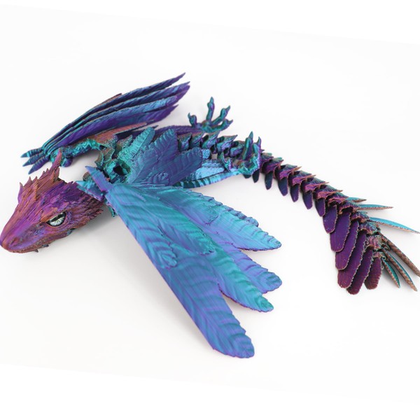 ACOCOFE 3D Printed Dragon Feathered Wyvern Dragon Toys,14 inch Large