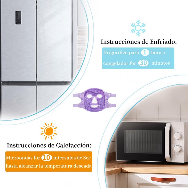 Antifaz de Gel para Cara Frío/Caliente con Respaldo de Felpa