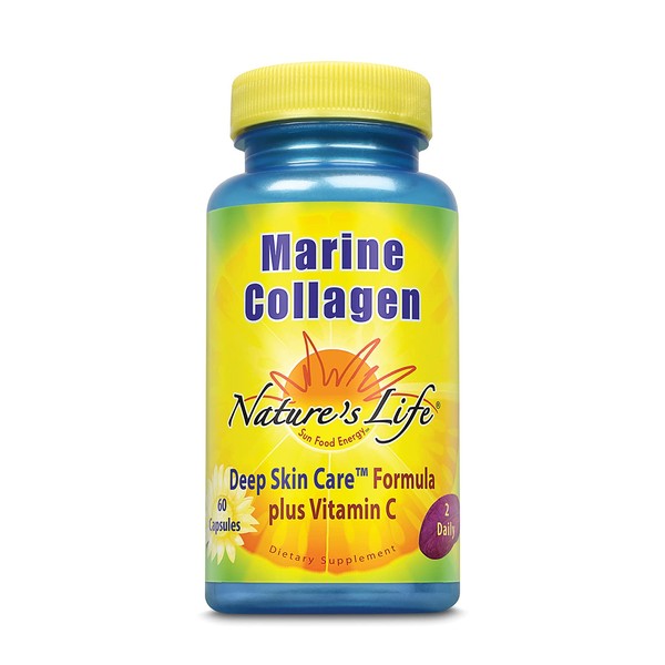 Nature's Life Marine Collagen Deep Skin Care Formula Plus Vitamin C | from Deep Cold-Water Fish | 30 Servings, 60 Caps