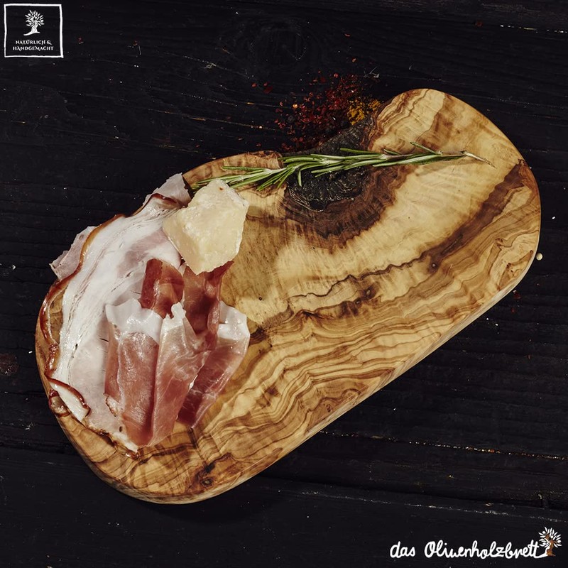 Olive wood chopping board with natural edge, 30cm