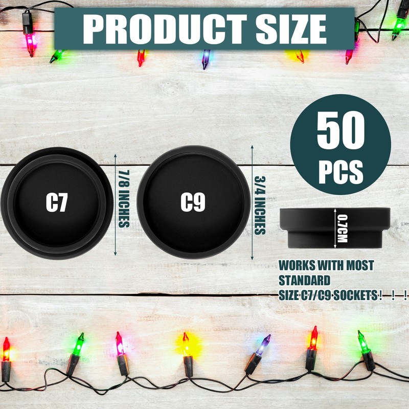 Threlaco 50 Pcs Christmas Light Socket Safety Cap Plugs for