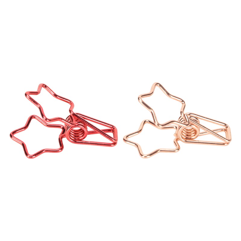 100 Pcs Binder Clips Hollow Cute Star Shape Sturdy Metal