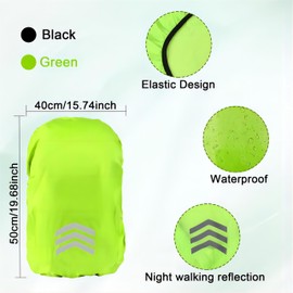 2 PCS Backpack Rain Covers (18-30L), High Visibility School Bag Cover with Reflective Stripes, Waterproof Dustproof Rucksack Cover, Reflective Backpack Protector, Ultralight Backpack Protective Cover