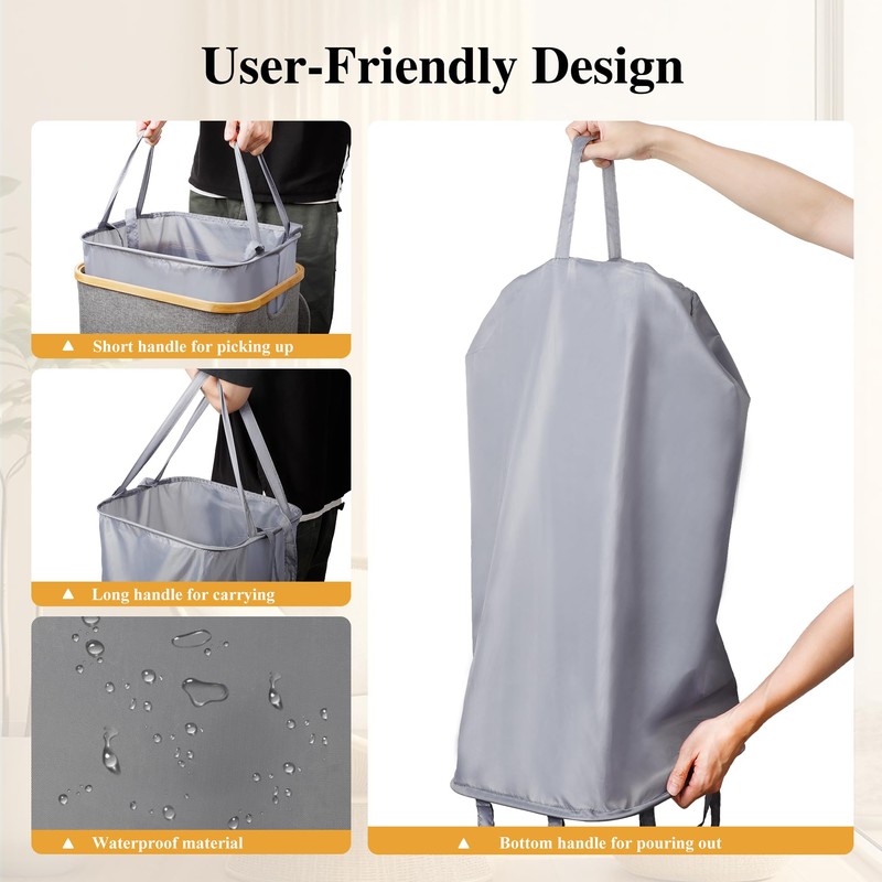 Foluck Large Laundry Hamper, 100L Waterproof Laundry Basket with Lid