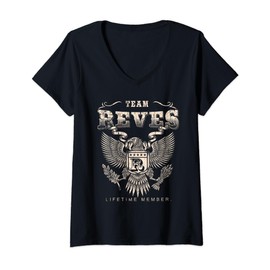 Womens Team Reves Lifetime Member - Reves Name V-Neck T-Shirt