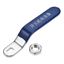 sourcing map Lever Handle Iron Chrome Plated 8x12mm Replacement with Plastic Grip Blue for Ball Valve