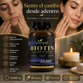 Biotina Para Cabello Uñas Y Piel Con Colágeno 60 Cápsulas