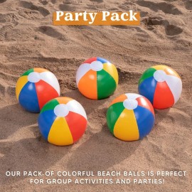 HealtUS 8 Pack 14" Rainbow Inflatable Large Beach Balls - For Kids & Adult, -Beach Party