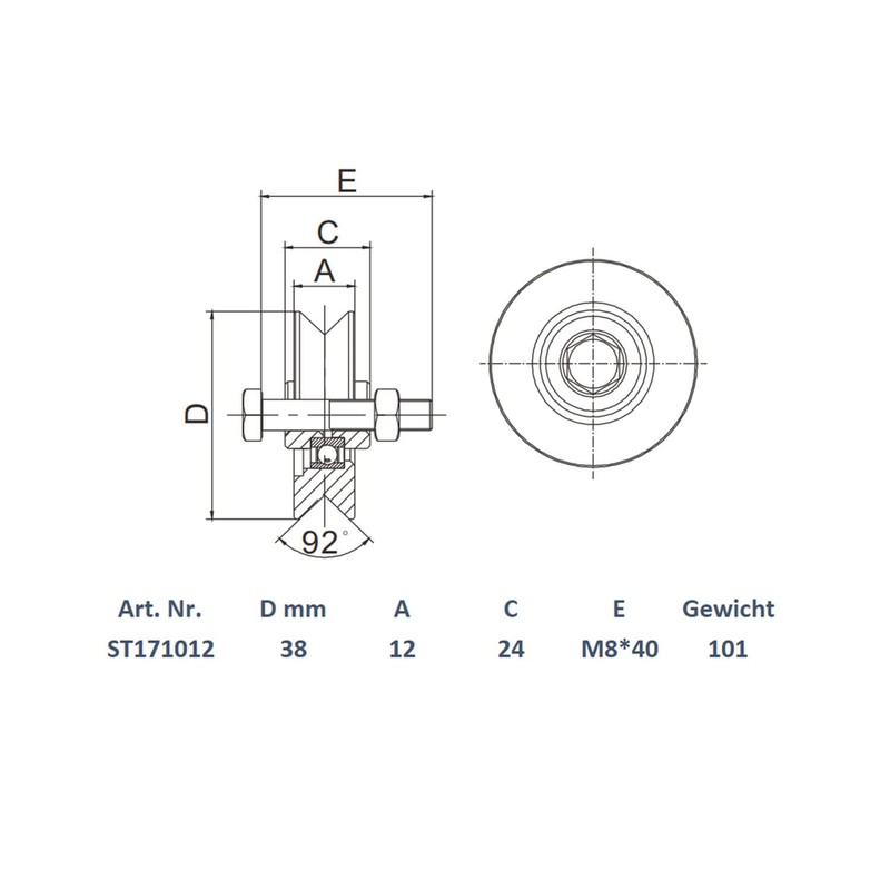 SCHARTEC Sliding Gate Rollers V Profile Roller for Running Rail