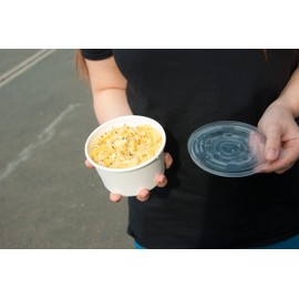 12oz & 16oz Disposable Food Soup Container Paper Cup Lids for Disposable Takeaway Food Containers (100)