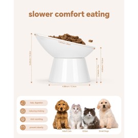 Cat Feeding Bowls,Slow Down Eating,Raised Cat Bowl,Easy to Clean, Interactive Maze Design,Slow Feeder Cat Bowl for Cats and Small Dogs,White