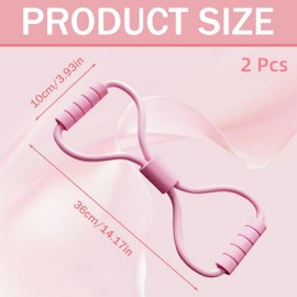 Resistance Band with Handles, 8 Shaped Elastic Pull Yoga Tension Rope, Yoga Gym Fitness Pulling Rope for Home, Chest Expander for Arm and Shoulder Stretch Strength Training (Pink + Purple, 2Pcs)