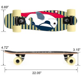 KO-ON Skateboard Complete Skateboards 22 Inch Mini Cruiser Skateboards for Beginners Kids Boys and Girls (Tyler Whale)