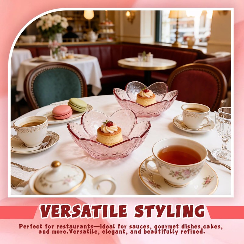 Zansens 12 Pcs Pink Sakura Sauce Dishes Set,Plastic Bowls,3.34x1.37 inch