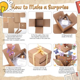 Butterfly Explosion Gift Box, DIY Unique Kraft Exploding Surprise Gift Box,Surprise Flying Butterfly Box, Surprise Box Explosion for Mother's Day, Birthdays, Wedding, Anniversaries