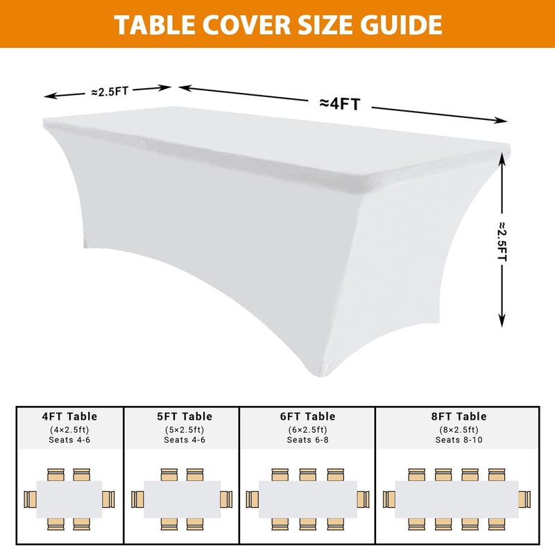Eurmax USA Rectangular Fitted Spandex Table Covers 4ft Tablecloth Wedding
