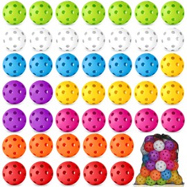 Coopay 50 Pack Baseball Practice Balls Plastic Training Balls Lightweight Hollow Softballs with a Drawstring Bag for Hitting, Baseball Training Indoor Outdoor Use (8 Colors)