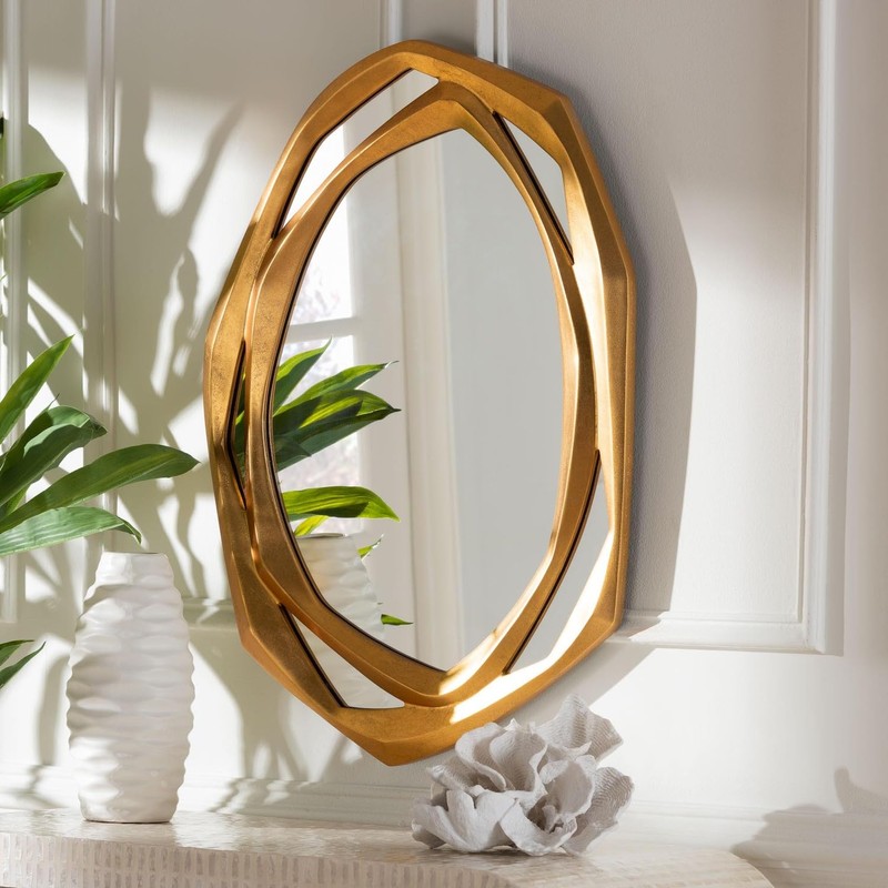 Baxton Studio Halen Antique Goldleaf Accent Wall Mirror