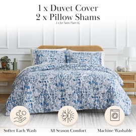 Southshore Fine Living, Inc. Abstract Blue Queen Size Duvet Cover Set, – Easy Care Full/Queen Bedding – Includes 1 Duvet Cover and 2 Pillow Shams, Machine Washable, Rhythm Blue