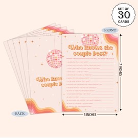 Disco Ball Who Knows The Couple Best Game for 30 Guests with Game Cards, The Last Disco Bridal Shower Game, Boho Bridal Shower Decorations, Wedding Shower or Bachelorette Party Supplies - 04