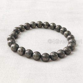 Natural Pyrite Beads Bracelet, Pyrite Gemstone Bracelet, Healing Crystal Bracelet, Money Catching Power bracelet, Womens Bracelet, Mens Bracelet, Yoga Bracelets (iron-pyrite)