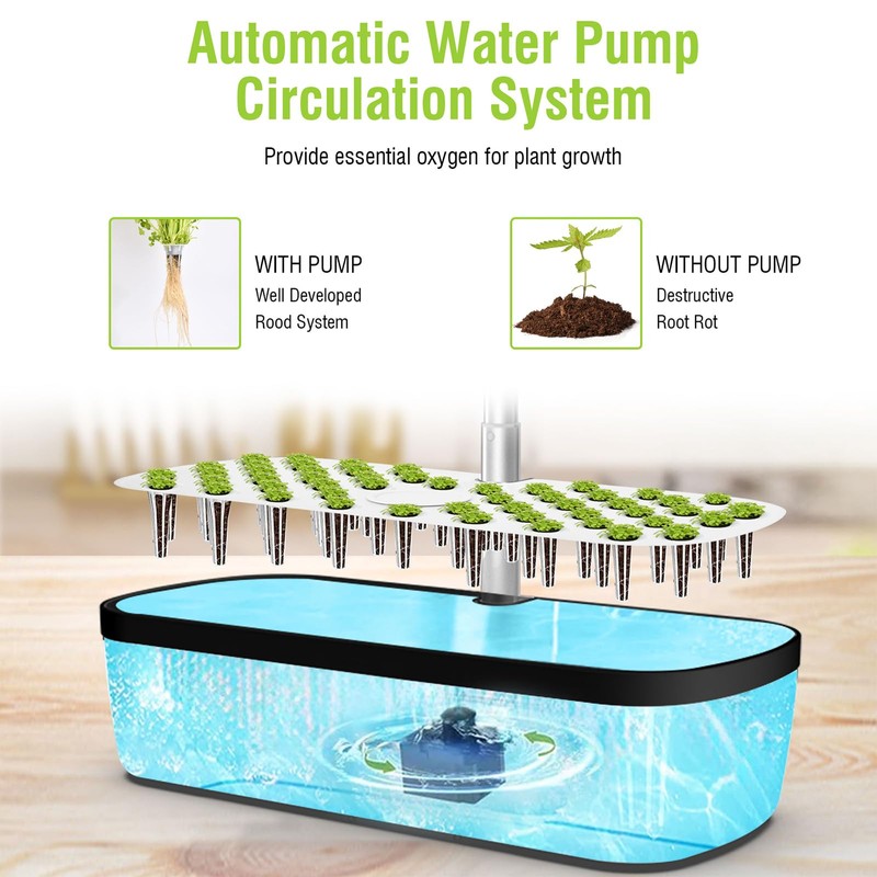 Hydroponics Growing System Kit 52 Pods, Indoor Herb Garden with