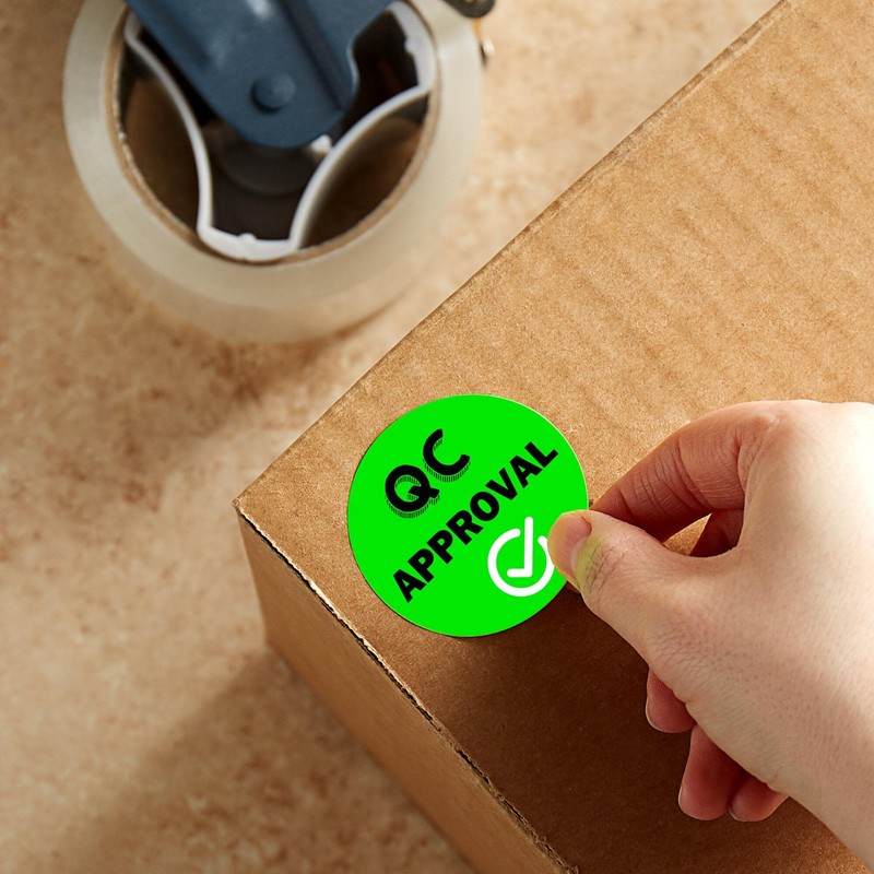 1 inch QC Approval Labels Green Inventory Quality Control Stickers