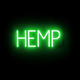 SpellBrite HEMP Sign | Dispensary-Related Sign with Neon Look, Green LED Light Source | 17.3" x 6.3"