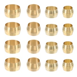 PATIKIL 80Pcs Brass Compression Sleeves Ferrules, Tube OD 1/4" 5/16" 3/8" 1/2" Compression Fittings Assortment Kit for Connecting Air, Fuel, Water, Oil and Inert Gases Lines