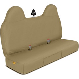 Yupbizauto Caterpillar Custom Fit Front Beige Bench Seat Cover with Utility Pockets for Ford F250 / F350 / F450 / F550 (1999-2007) - Durable Beige Oxford Super Duty Interior Truck Seat Cover Bundle