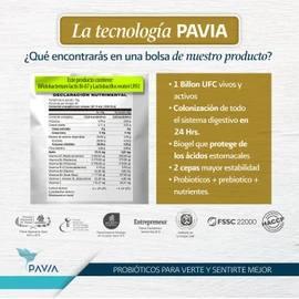 PAVIA | Probióticos vivos con Cúrcuma pimienta y jengibre | Probióticos y Antioxidantes | Atrasa la oxidación de las células | Sabor natural | Bolsa con 30 sobres
