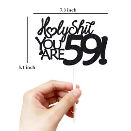 Decoración para tartas de cumpleaños 59, decoración para tartas de cumpleaños 59, purpurina negra, divertida decoración para tartas 59 para hombres, decoración para tartas 59 para mujeres, decoración de cumpleaños 59, decoración para tartas de cumpleaños