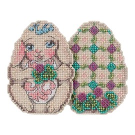 Bunny Egg Beaded Counted Cross Stitch Easter Ornament Kit Mill Hill 2018 Jim Shore Character Eggs JS181812