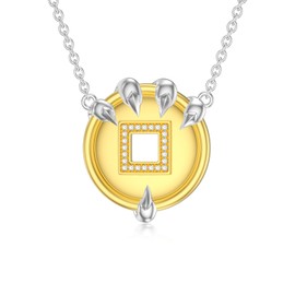DOLPHERS Lab Grown Diamond Dragon Claw Coin Necklace 925 Sterling Silver Dragon Claw Coin Necklace Gift for Women