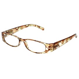 Calabria 759 Rectangular Colorful Reading Glasses +3.50 Tan Women Readers Stylish Eyeglasses Matching Soft Case Included