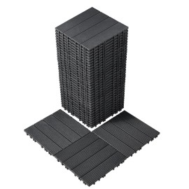 36-pack Interlocking Deck Tiles 11.6"x11.6" 36 Sq. ft Waterproof Plastic Outdoor Flooring for All Weather Patio Decking DeckingQuantity: 36 pcs, Color: Dark Gray - PP Color
