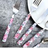 Elegant Peony Flower 20-Piece Stainless Steel Flatware Set – Durable,