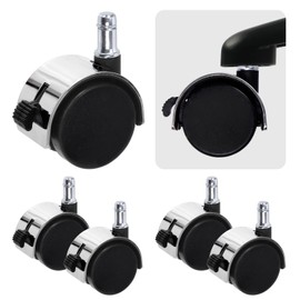 Tanstic 4Pcs 2" Swivel Stem Caster Wheels with Brake, 5/16" Stem Diameter Casters, Twin Wheel Replacement Casters for Furniture Office Chair